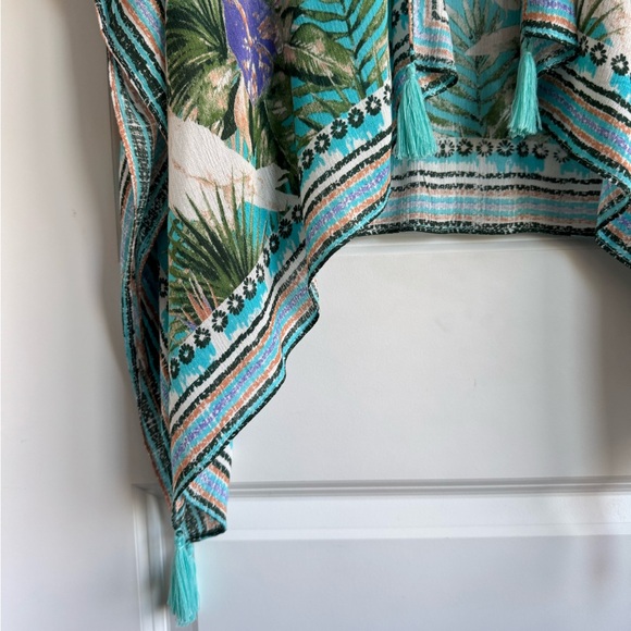 NWT Vince Camuto Kimono Boho Beach Coverup Tropical Resort Vacation Turquoise - Picture 8 of 8